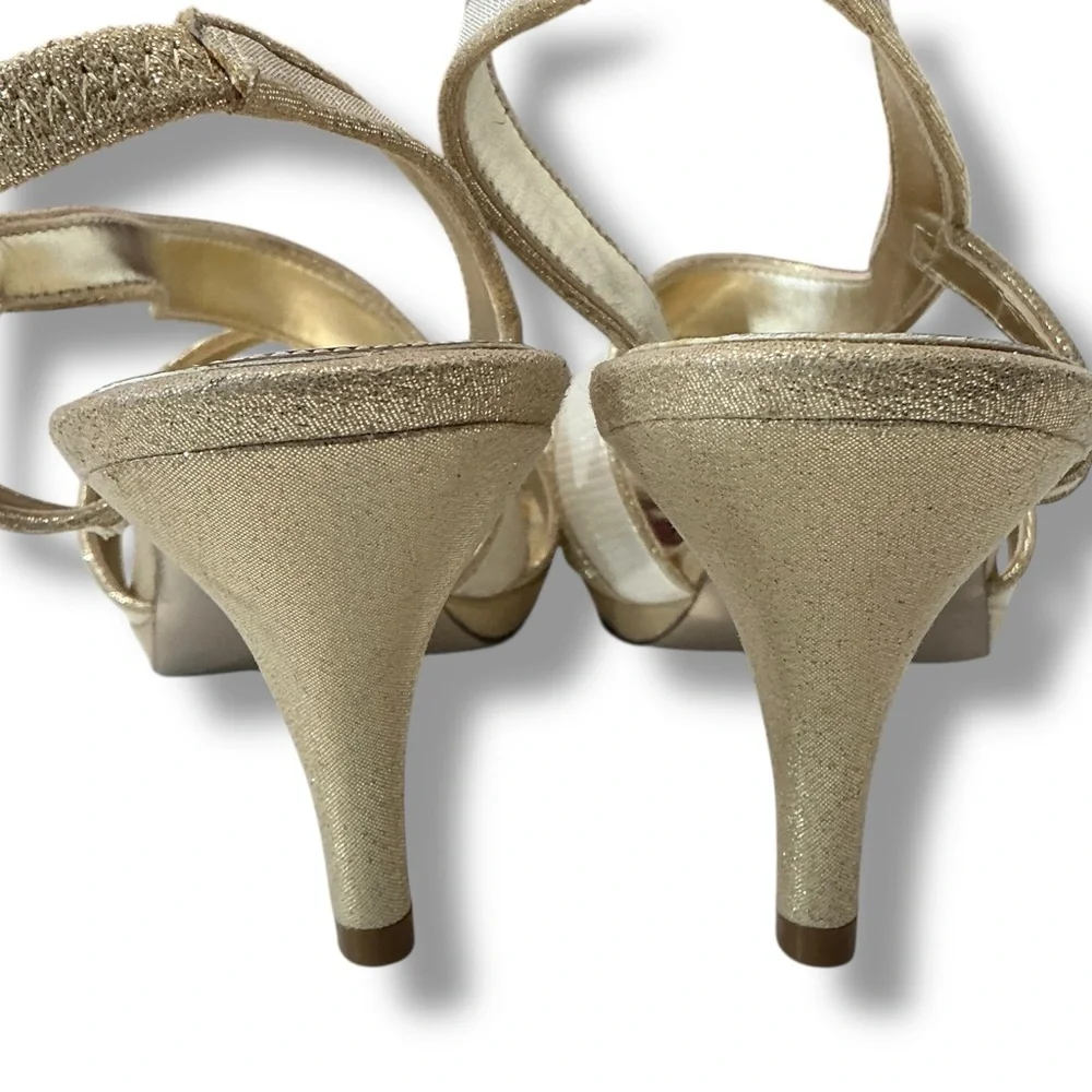 Nina New York Gold Glittery Sparkle Stiletto Slingback Style Heels